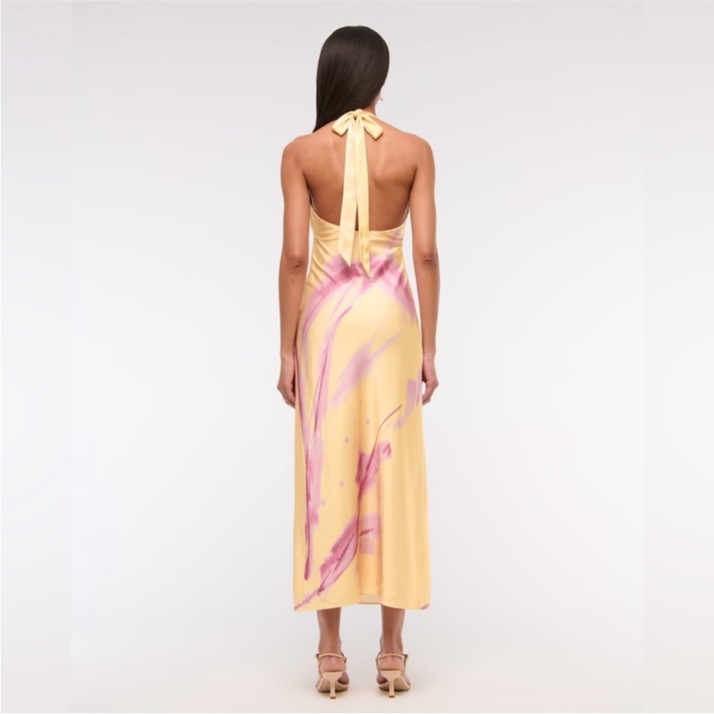 Abercrombie & Fitch Yellow Maxi Dress with Pink Brushstroke Print - Picture 3 of 14